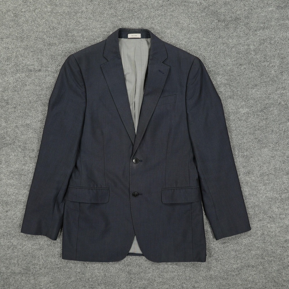 J.Ferrar Blazer‎ Mens 38R Navy Blue Slim Fit Two Button Double Vent Sport Coat